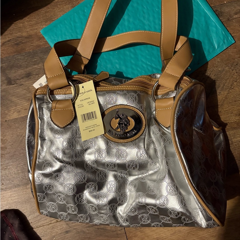 U.S. Polo Assn. Silver and Tan Women's Bag